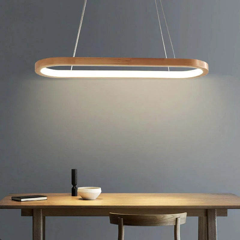Lyraen Contemporary Oval Wooden Pendant Light