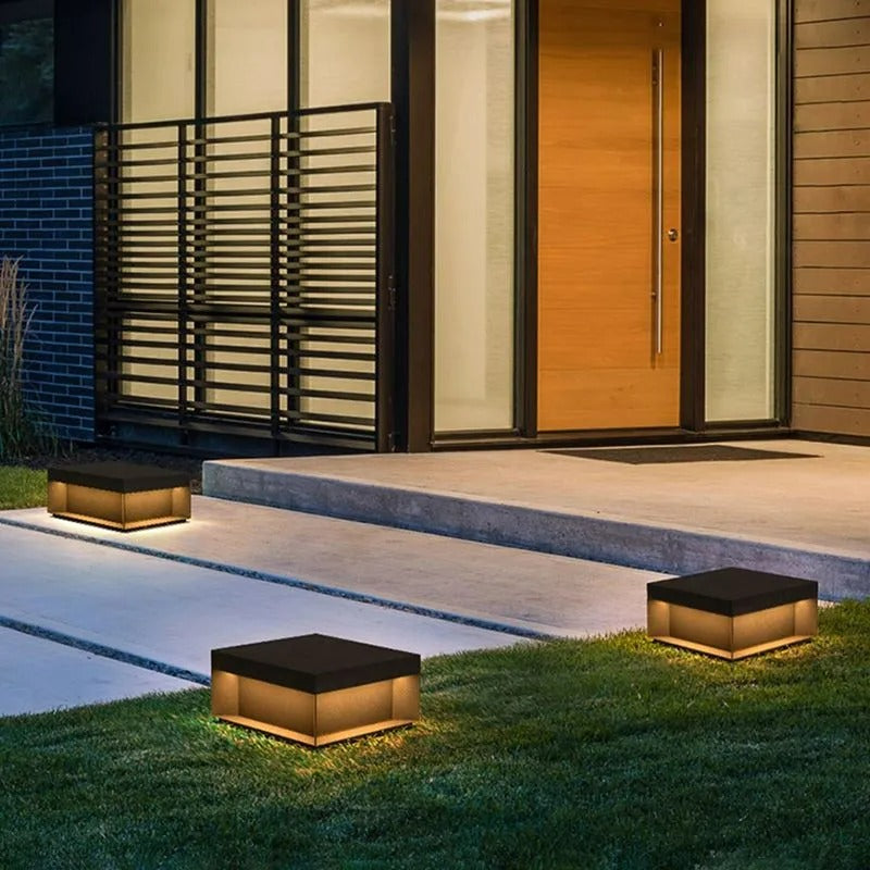 Candeeiros de pé Lenovae para exterior, modernos, quadrados e solares