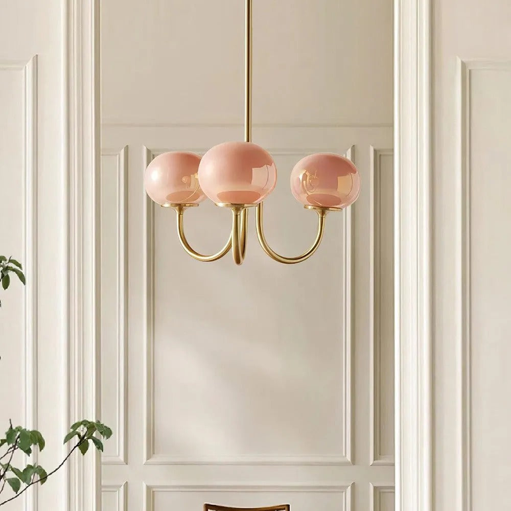 Valentina retro art déco-globkrona, vit/rosa/beige