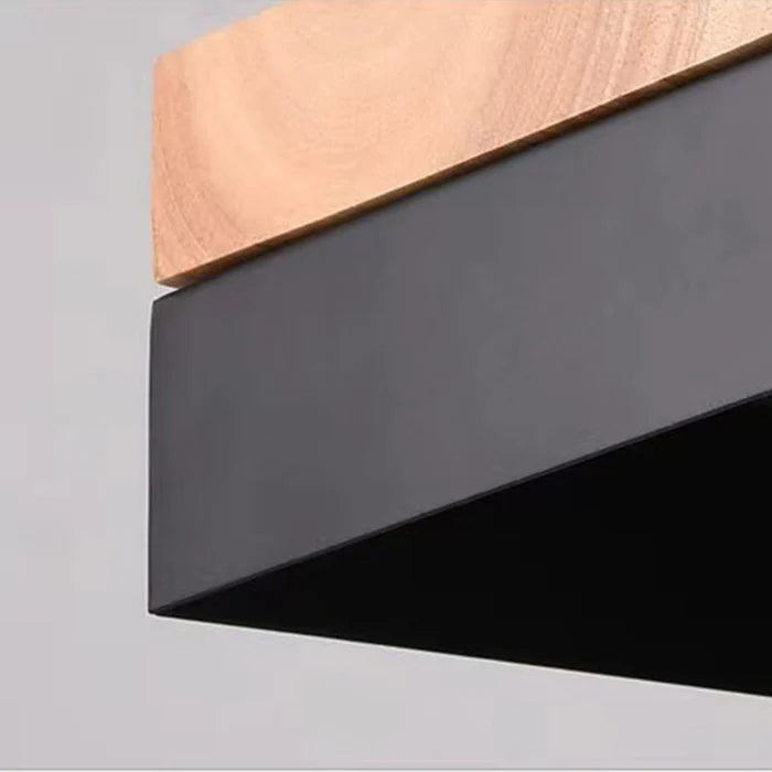 Candeeiro suspenso Aria minimalista geométrico em madeira, preto e branco