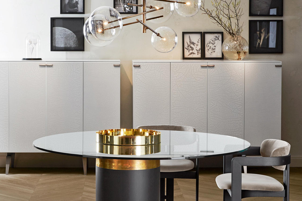 Aveno LED-ljósakróna úr glæru kristalgleri