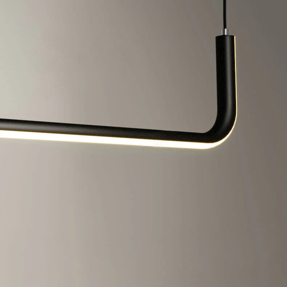Sorev Modern Linear Pendant Light Double Frame, Black/Gold