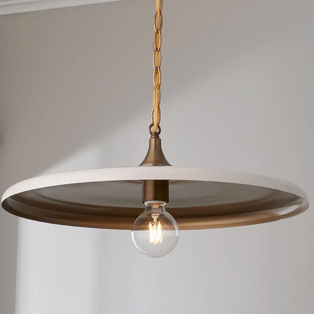 Arisha industriell vintage-pendellampa i vit/svart/guld