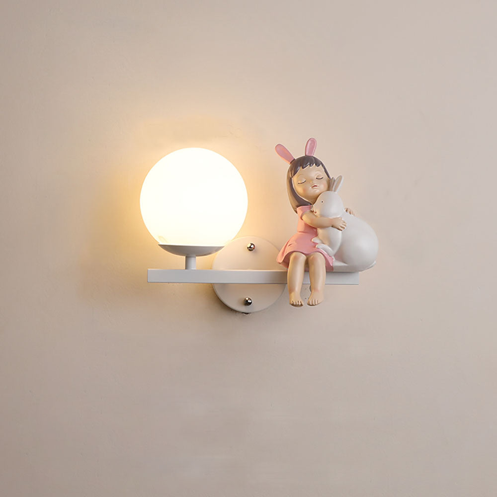 Aria moderne væglampe i metal/glas, hvid og pink
