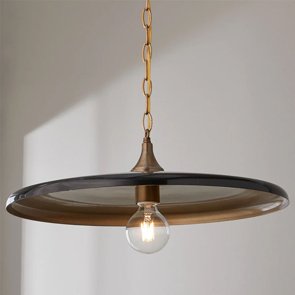 Arisha industriell vintage-pendellampa i vit/svart/guld