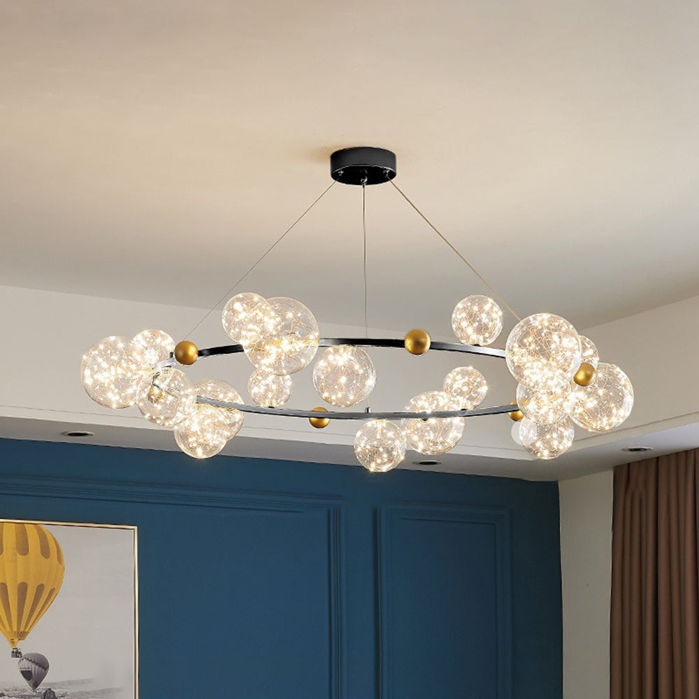 Valentina – art déco-hengiljós með lýsandi kúlum úr gleri