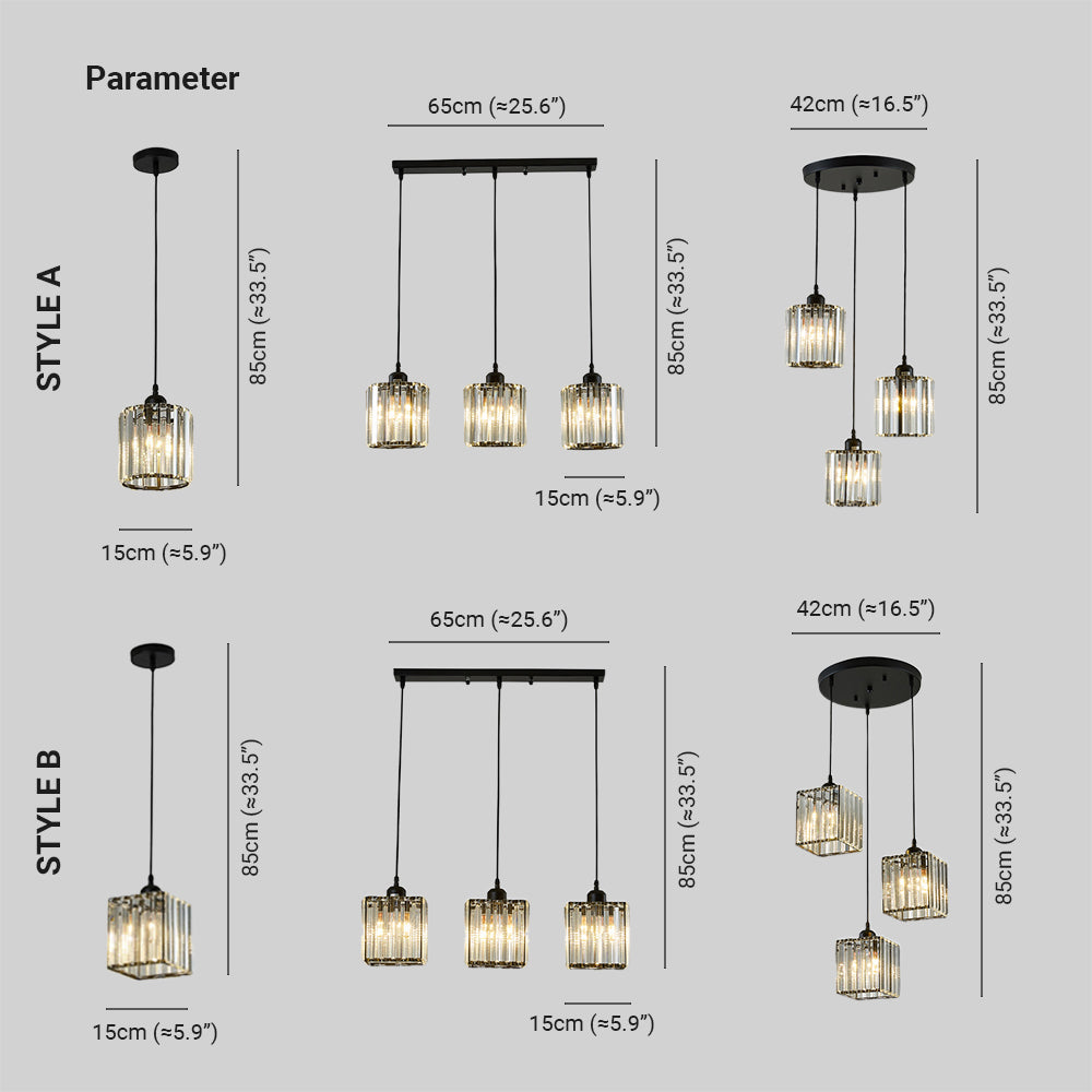 Maruvo Pendant Light Modern Cluster Cylinder Glass