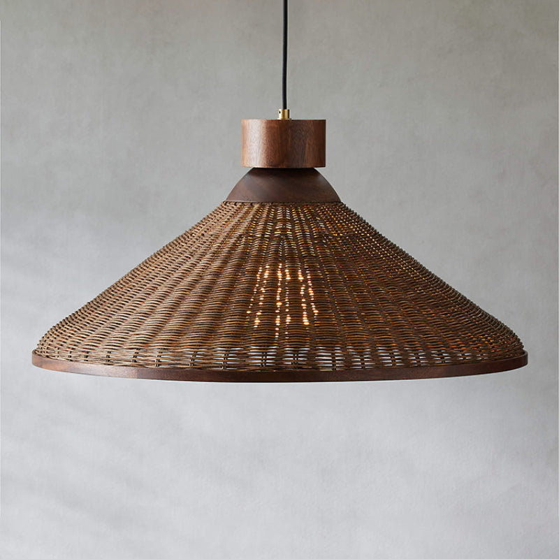 Silva retro LED-pendellampe i rattan, stue/restaurant/hotel
