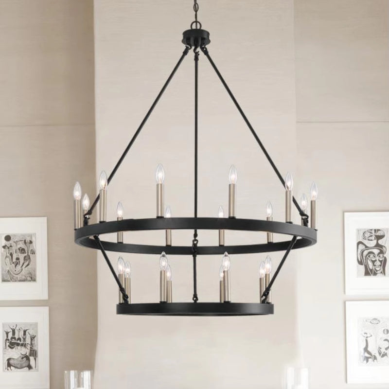 Silva moderni teollisuustyylinen LED-kattokruunu, musta metalli, olohuone