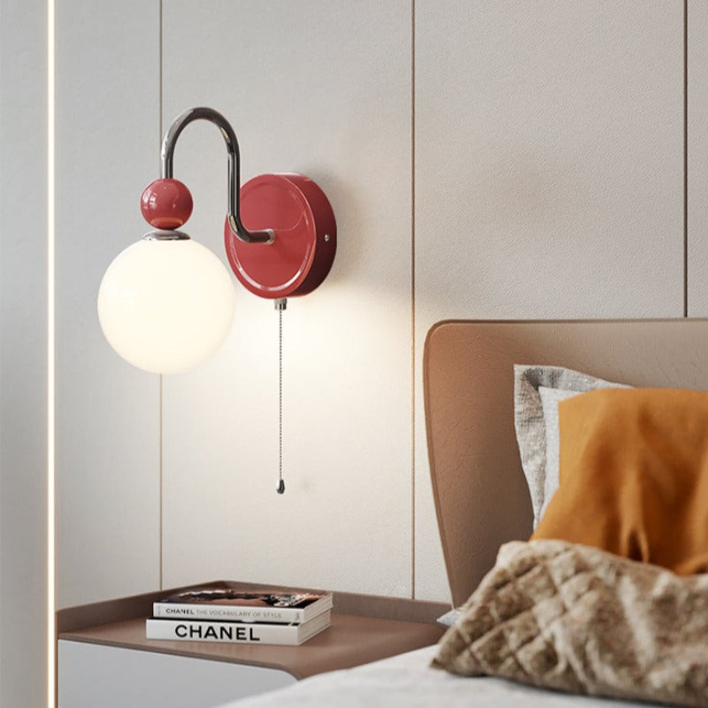 Valentina modern LED-inomhusvägglampa Röd/Kaffebrun Metall/Glas Sovrum