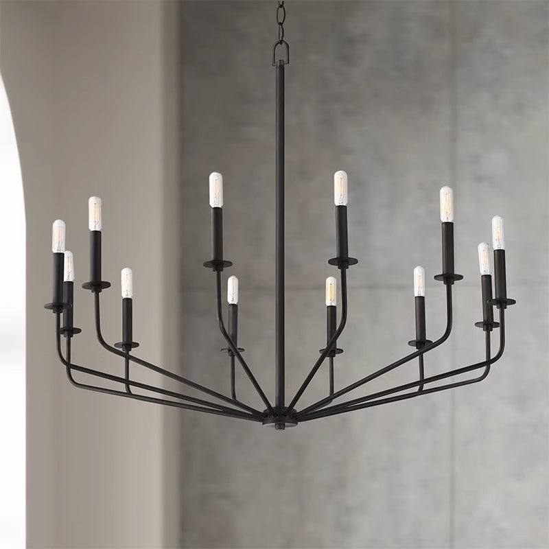 Silva Modern Industrial LED Chandelier Black Metal Living Room