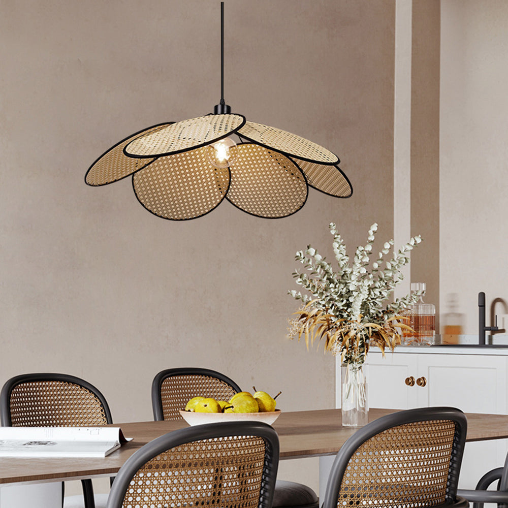 Ritta pendellampe i pileflet i wabi-sabi-stil, sort/hvid