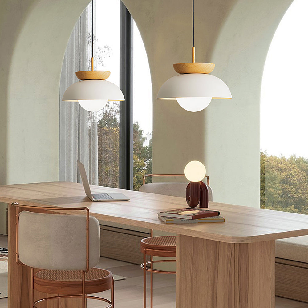 Muto nordisk pendellampa eller plafond i svart trä och metall för kök och balkong