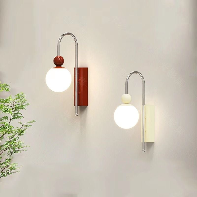 Valentina modern LED-inomhusvägglampa Röd/Kaffebrun Metall/Glas Sovrum