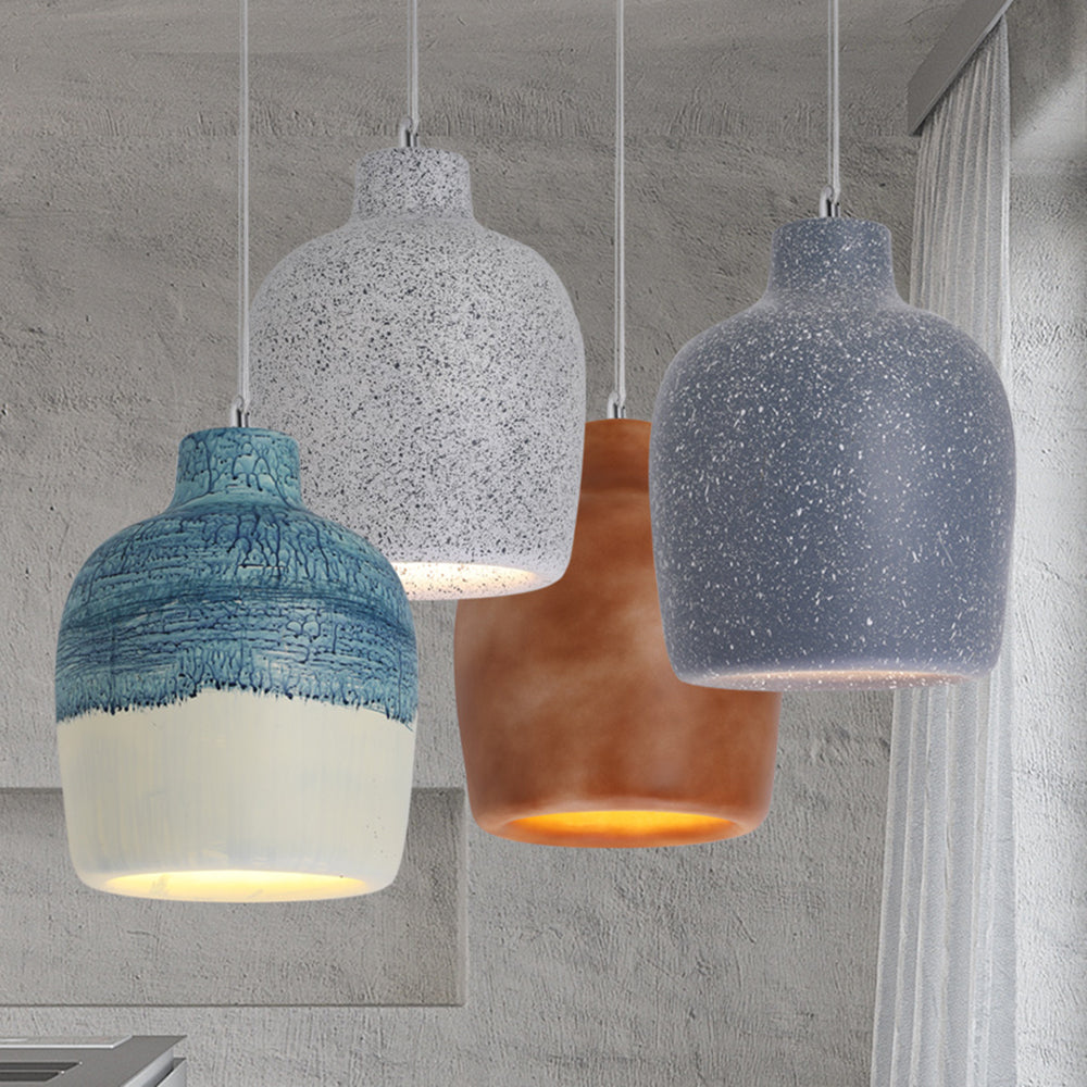 Avi Wabi Sabi Jar Shaped Resin Pendant Light, 4 Color