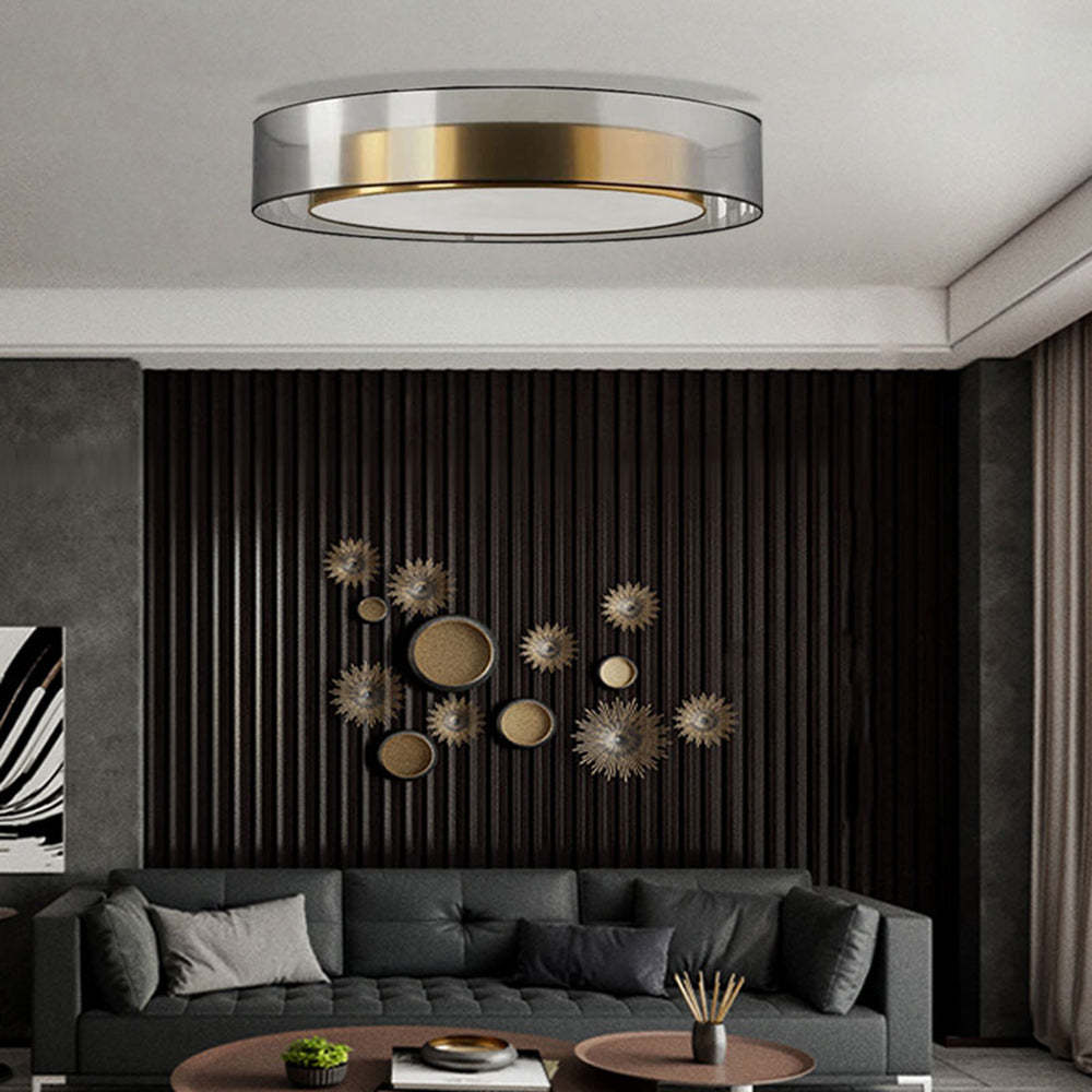 Arisha nordisk modern rund LED-taklampa med utanpåliggande montering, guld/koppar