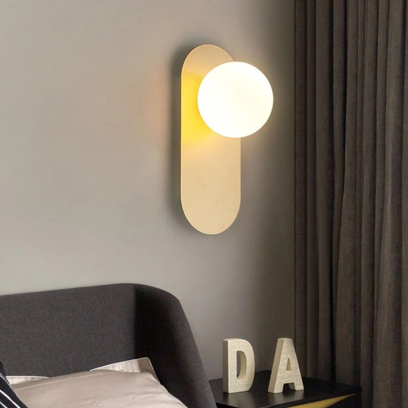 Valentina modern LED-vägglampa i svart/guld och glas – sovrum/vardagsrum
