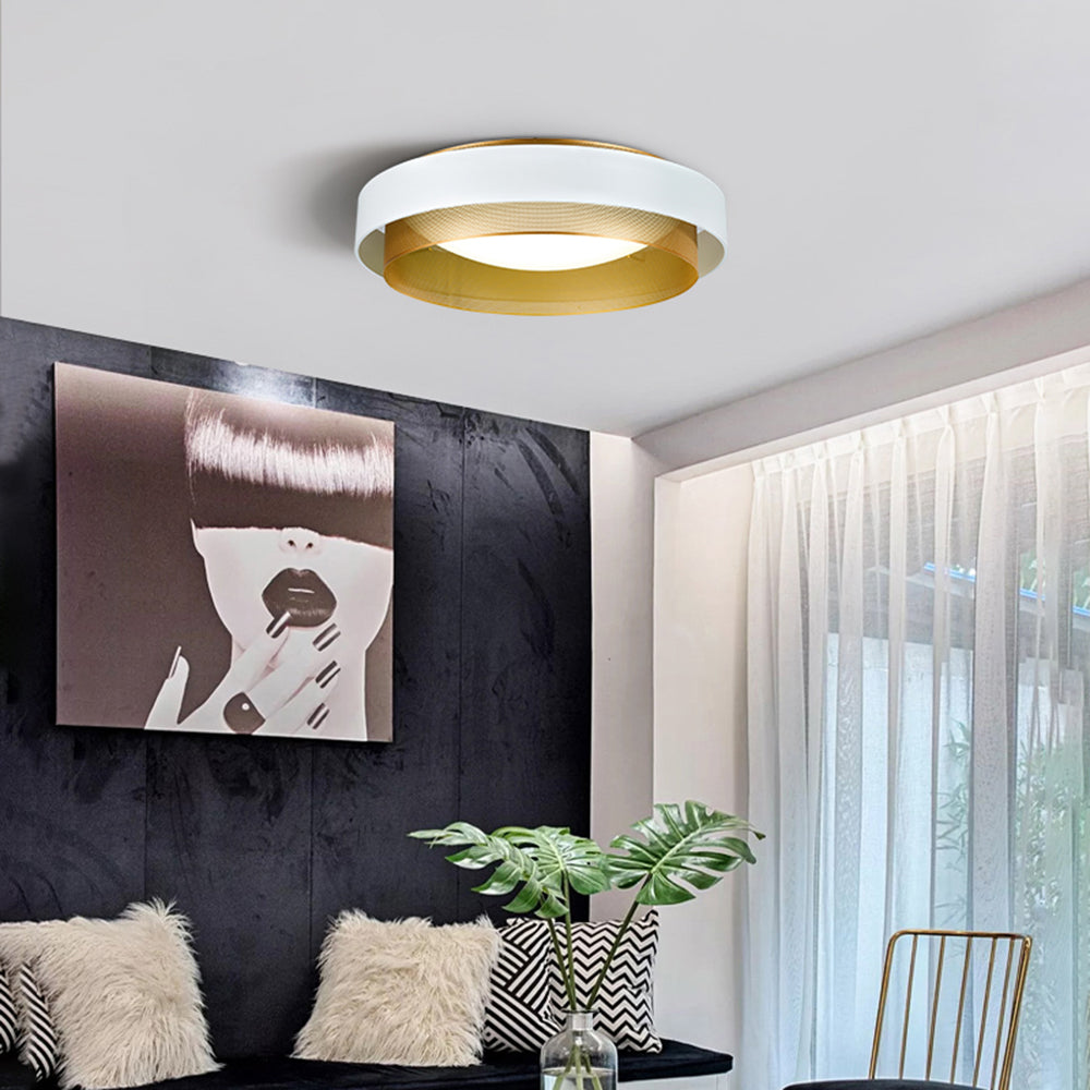 Arisha Modern Ring Metal/ Flush Mount Ceiling Light, White/Black