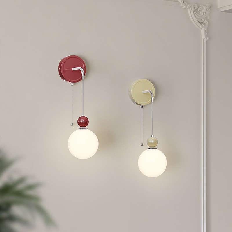 Valentina modern LED-inomhusvägglampa Röd/Kaffebrun Metall/Glas Sovrum