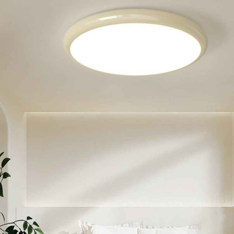 Muto retro rund loftslampe, hvid metal, soveværelse