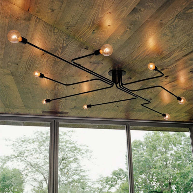 Arisha Vintage Modern Minimalist Industrial Metal Black Ceiling Lamp
