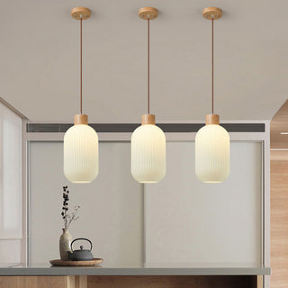Ozawa Modern Vit Pendellampa Glas LED Trä Vardagsrum/Matsal