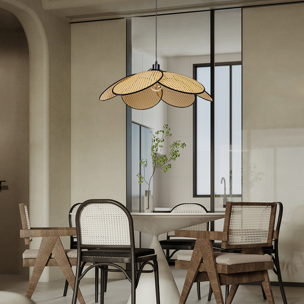 Ritta pendellampe i pileflet i wabi-sabi-stil, sort/hvid