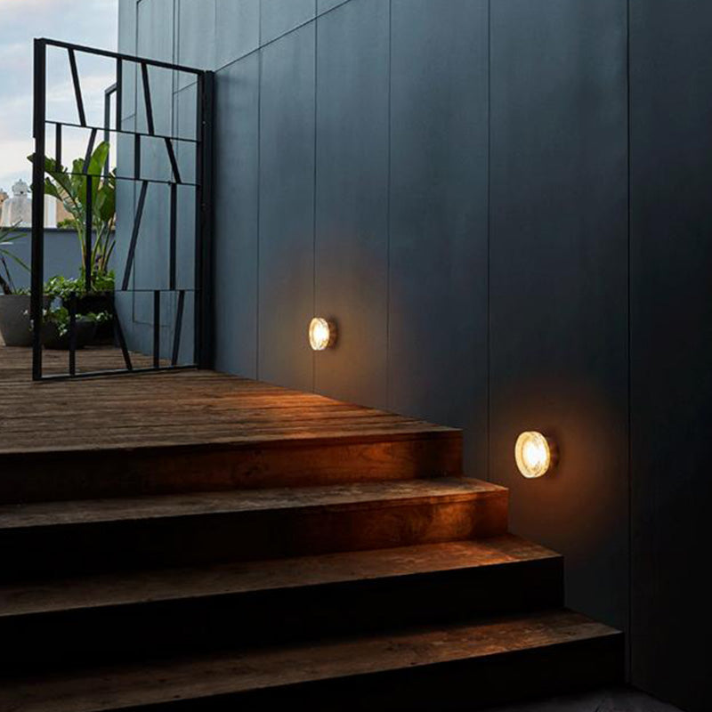 Ray modern miniutomhusvägglampa med bubblor i metall/glas, transparent