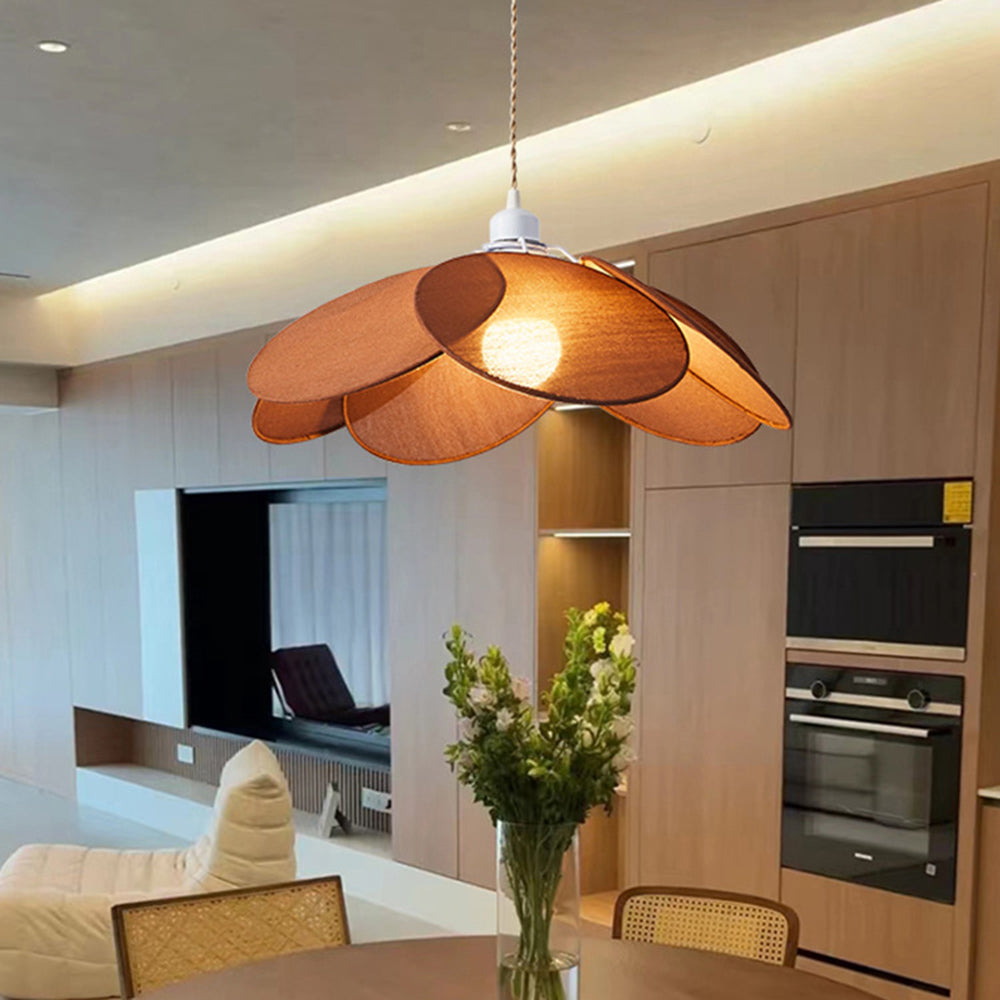 Ritta Minimalist Fabric Flower Pendant Light, Orange/Brown/Beige