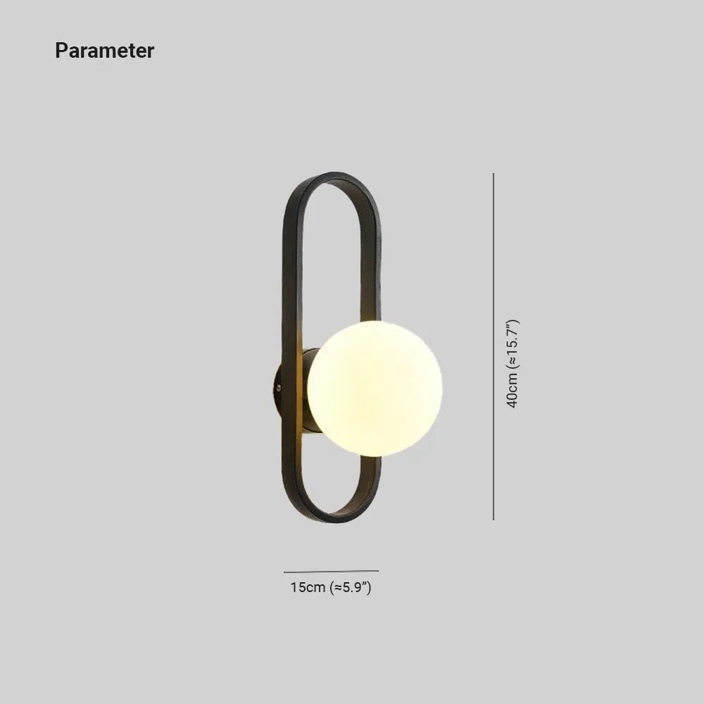 Valentina Modern Globe Bedside Wall Lamp Mount for Bedroom & Reading Room, Gold/Black