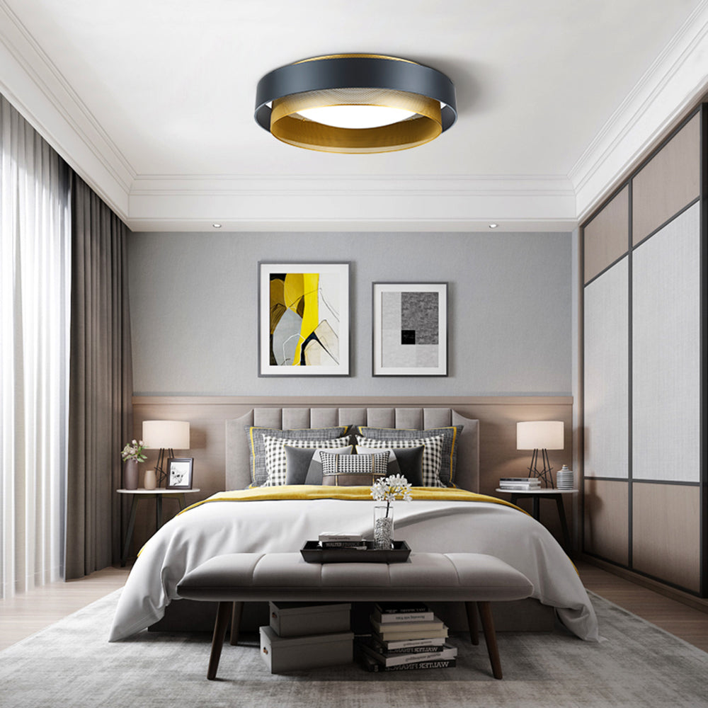 Arisha Modern Ring Metal/ Flush Mount Ceiling Light, White/Black