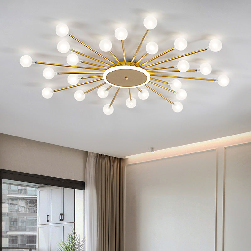 Arisha nordisk LED-plafond i guld/svart metall för vardagsrum