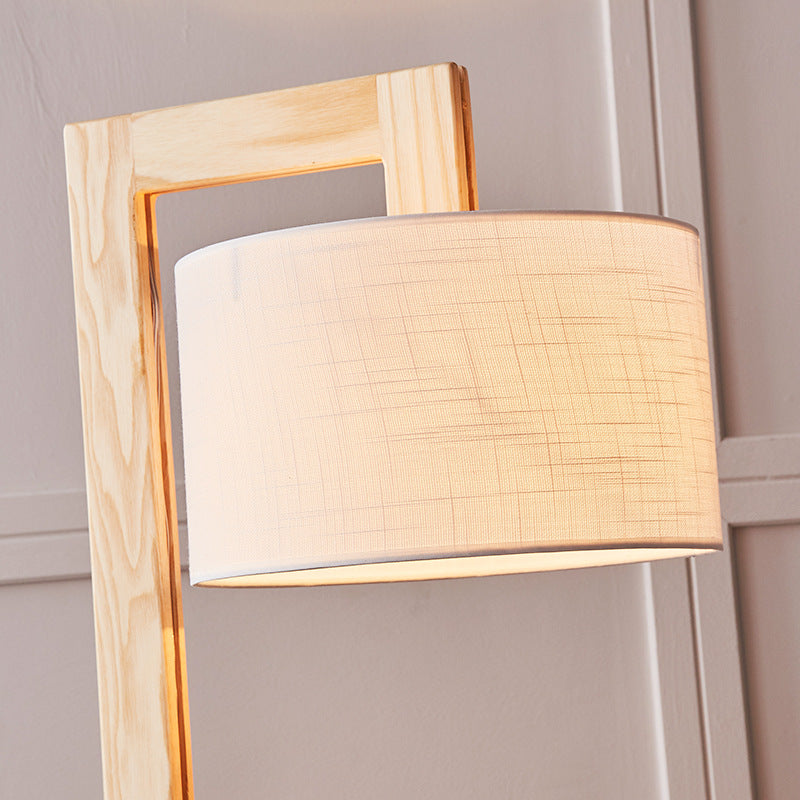 Ozawa japansk gulvlampe med retvinklet arm, beige, træ/stof