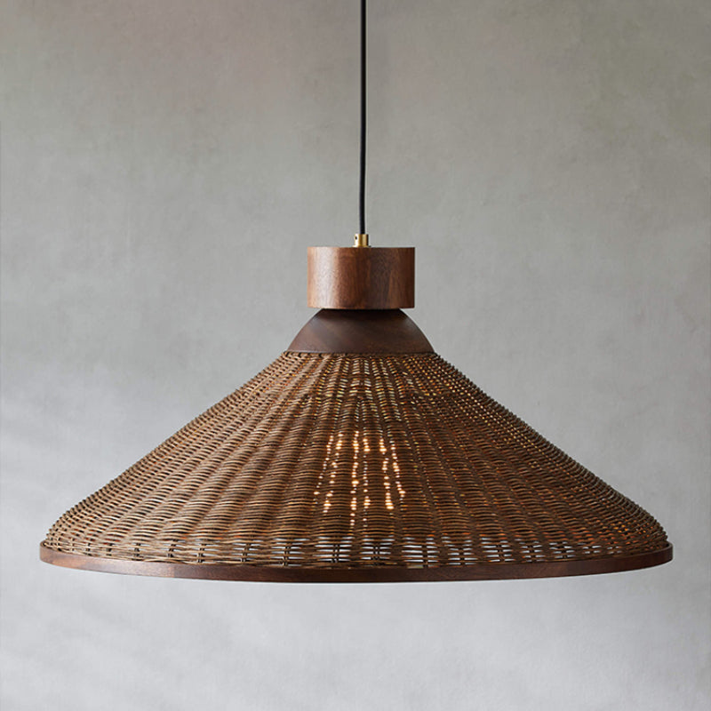 Silva retro LED-pendellampe i rattan, stue/restaurant/hotel