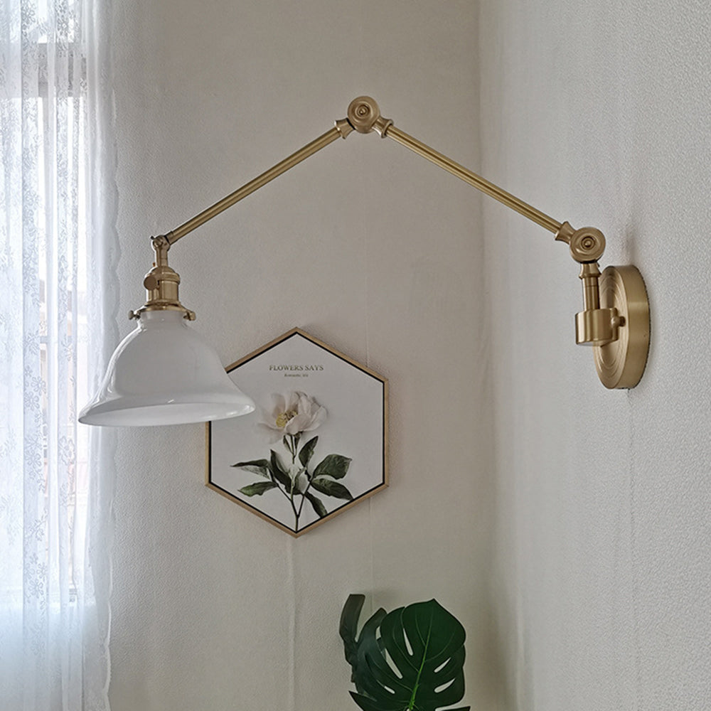 Tiffany vintage sammenfoldelig væglampe, grøn/hvid