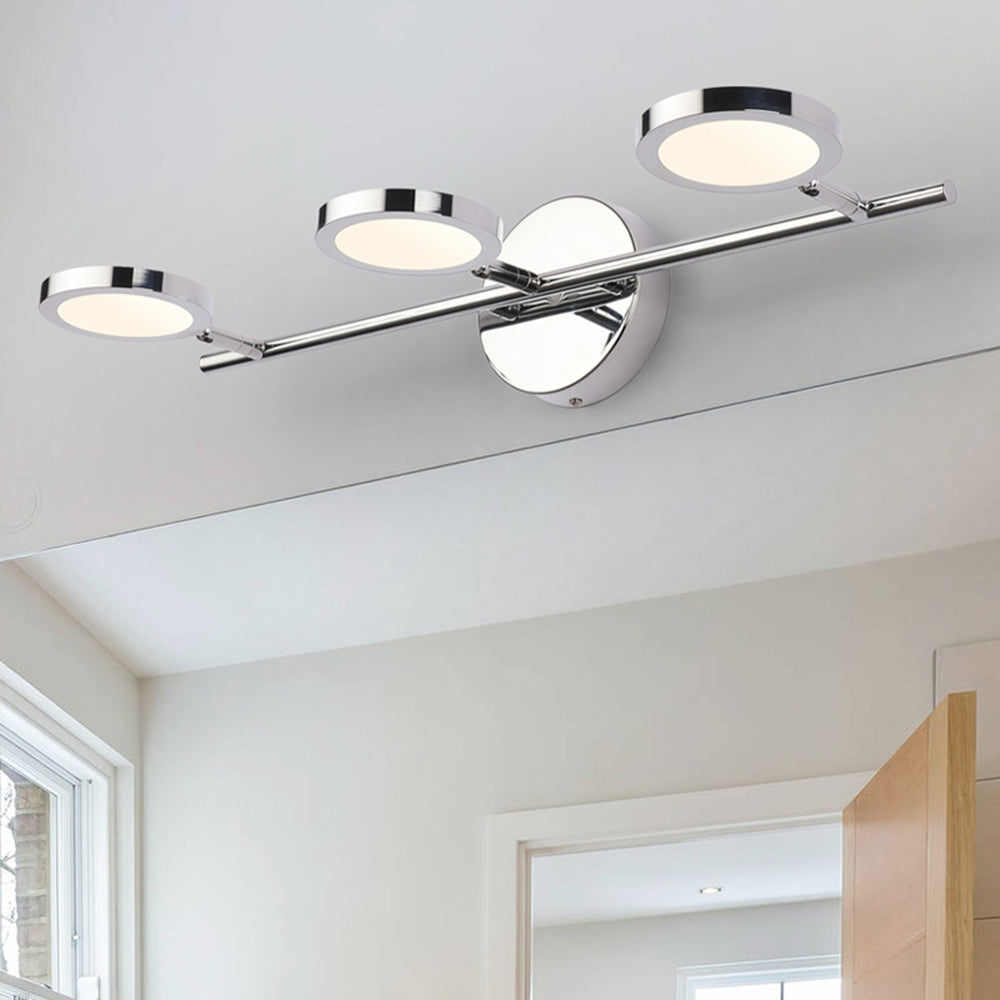 Arisha Modern Arc Wall Lamp, Silver, Metal/, Front Mirror Vanity
