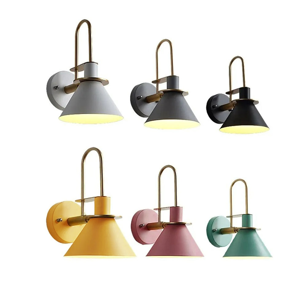 Valentina vintage metalvæglampe med hornform, stue/soveværelse/badeværelse