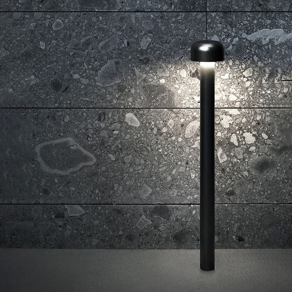 Ray moderne svampeformet udendørs sti- og bedlampe i metal, sølv/sort