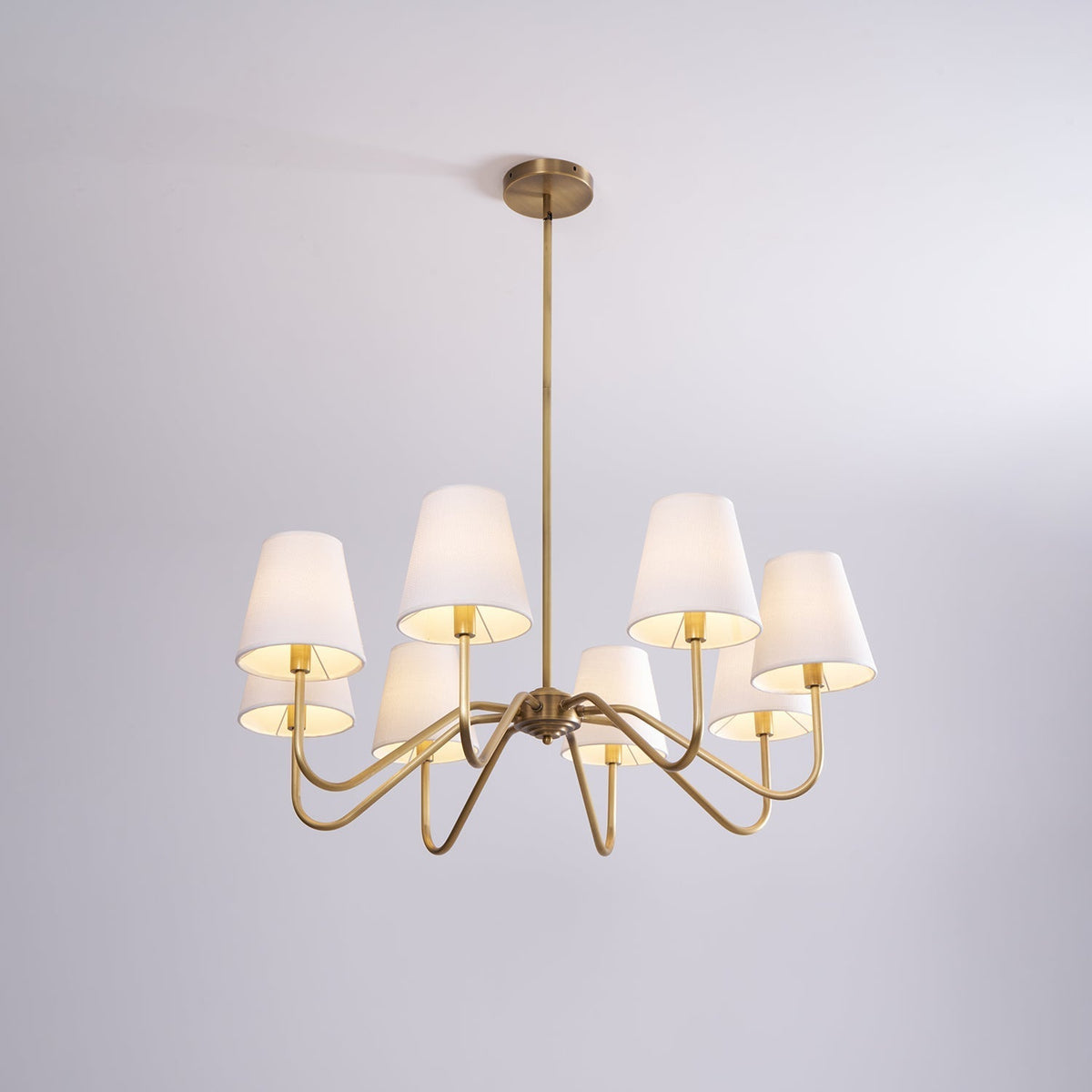 Candeeiro suspenso Viraean vintage industrial em latão e tecido
