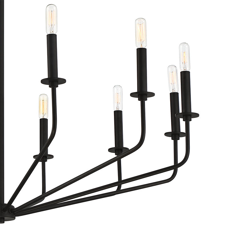 Silva Modern Industrial LED Chandelier Black Metal Living Room