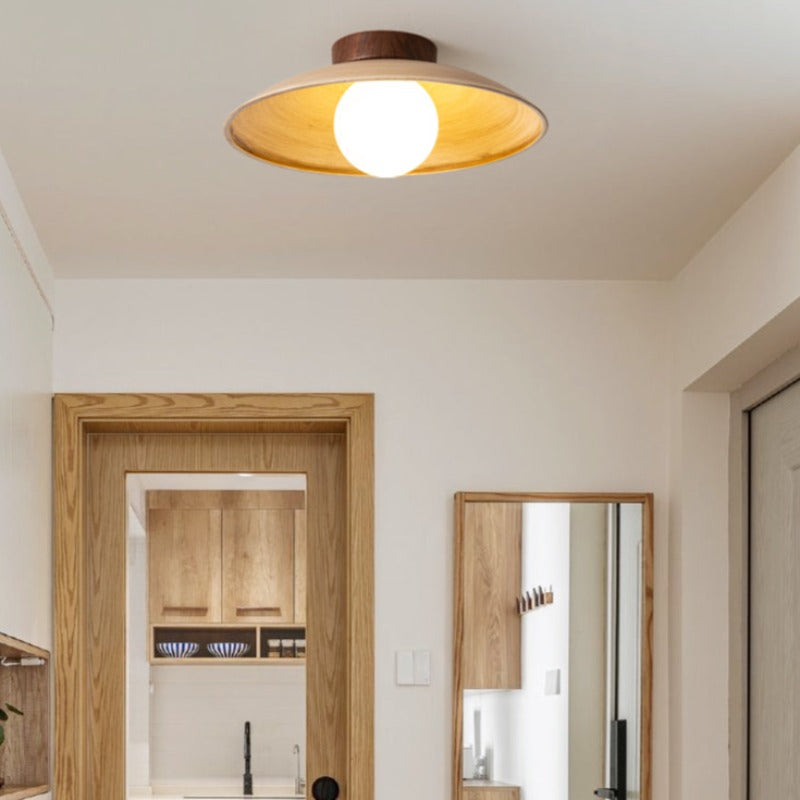 Muto Vintage Flush Mount Ceiling Light Wood/Metal/Glass Bar/Hotel