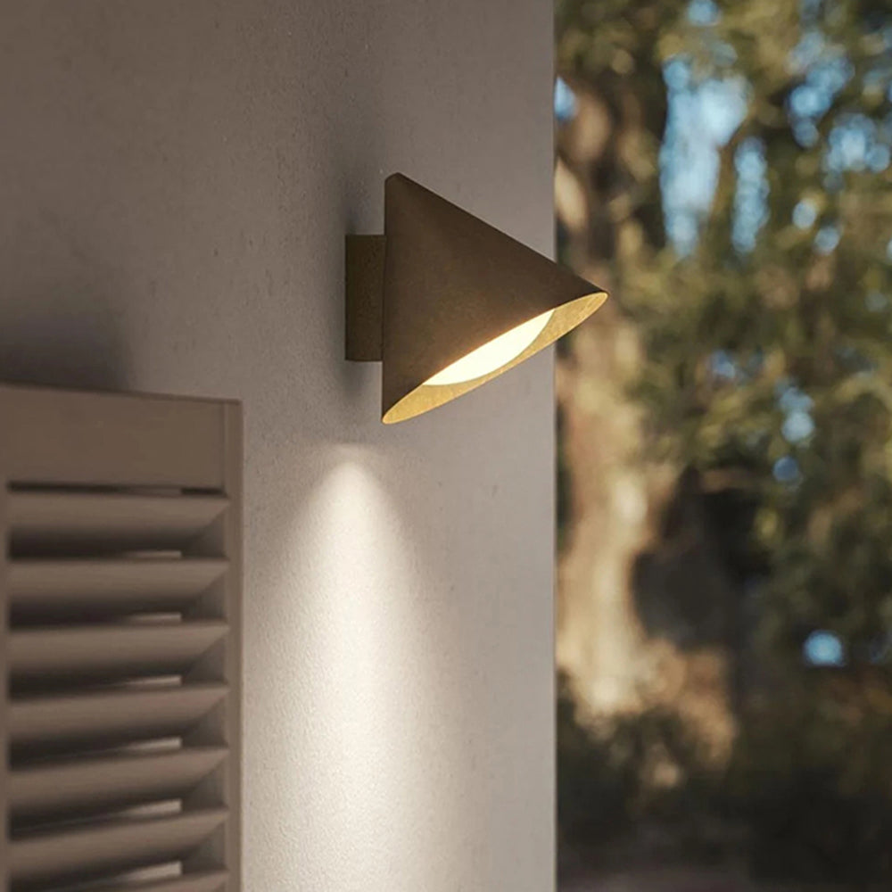 Ray modern minimalistisk konformad utomhusvägglampa i metall, vattentät, svart/guld