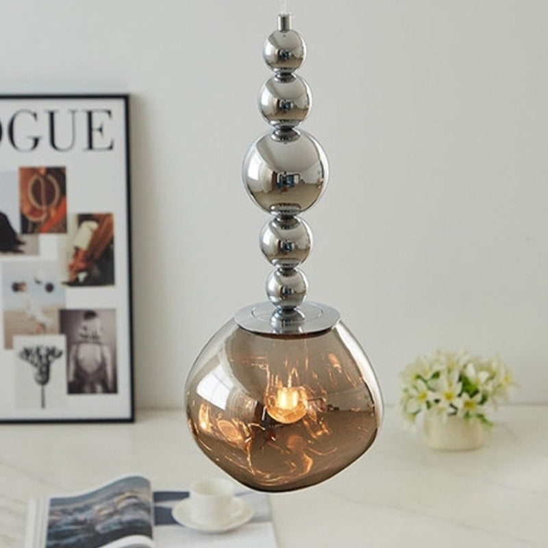 Valentina retro LED-pendellampe i forkromet metal, soveværelse