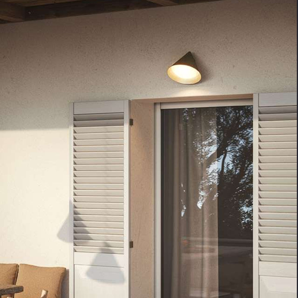 Ray modern minimalistisk konformad utomhusvägglampa i metall, vattentät, svart/guld