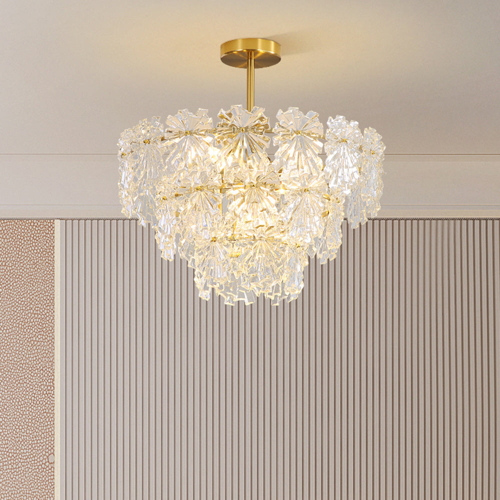 Kristy elegant guldfärgad pendellampa med 3 ringar, metall/glas