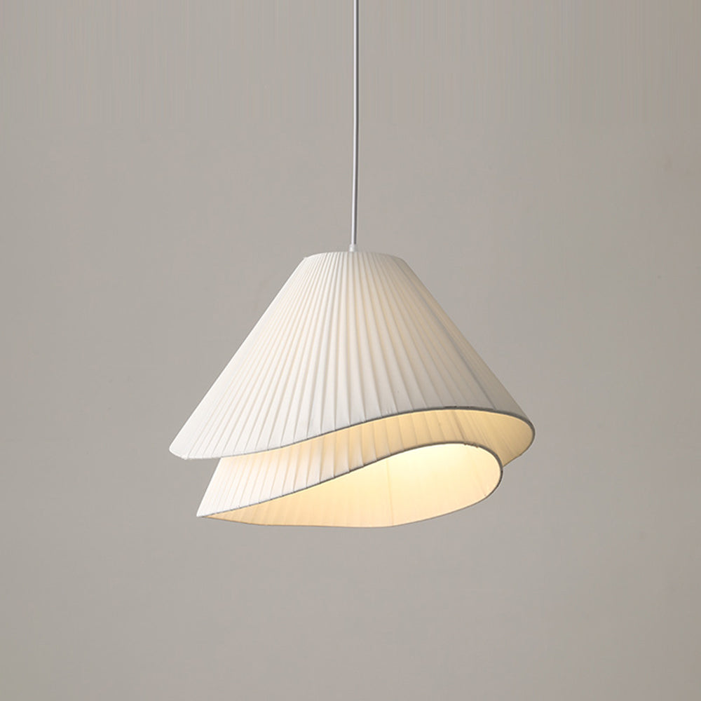 Ritta minimalistisk LED-pendellampa i tyg med dubbla överlappande lager, vit