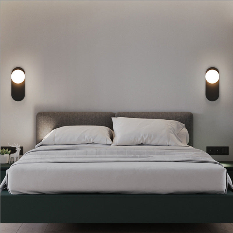 Valentina modern LED-vägglampa i svart/guld och glas – sovrum/vardagsrum