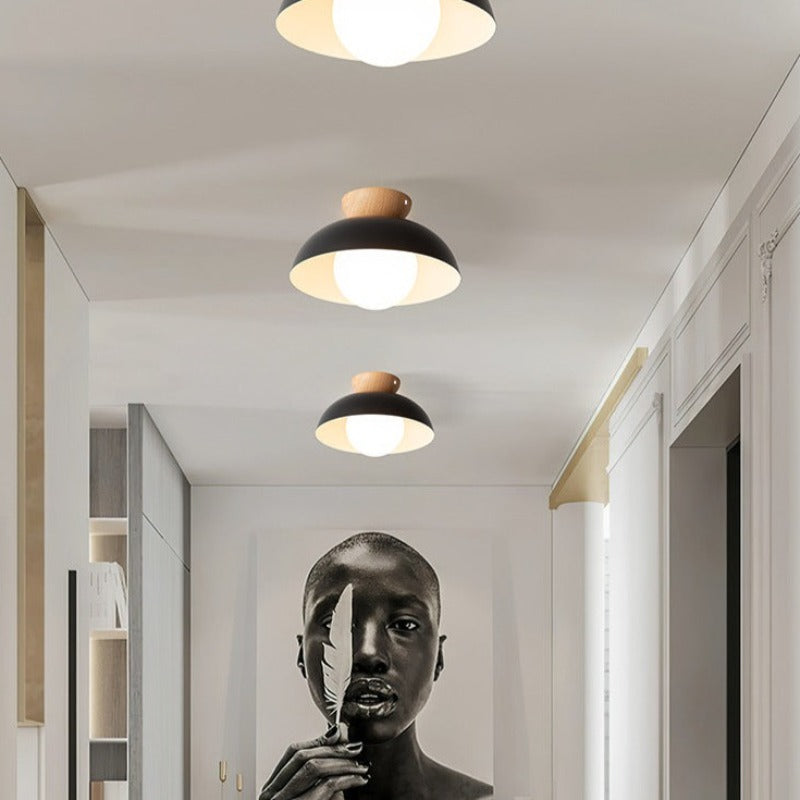 Muto nordisk pendellampa eller plafond i svart trä och metall för kök och balkong