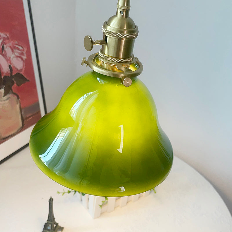 Valentina rustik vintage LED-pendellampa i grön koppar och glas för matsal