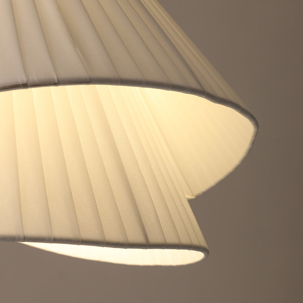 Ritta minimalistisk LED-pendellampa i tyg med dubbla överlappande lager, vit